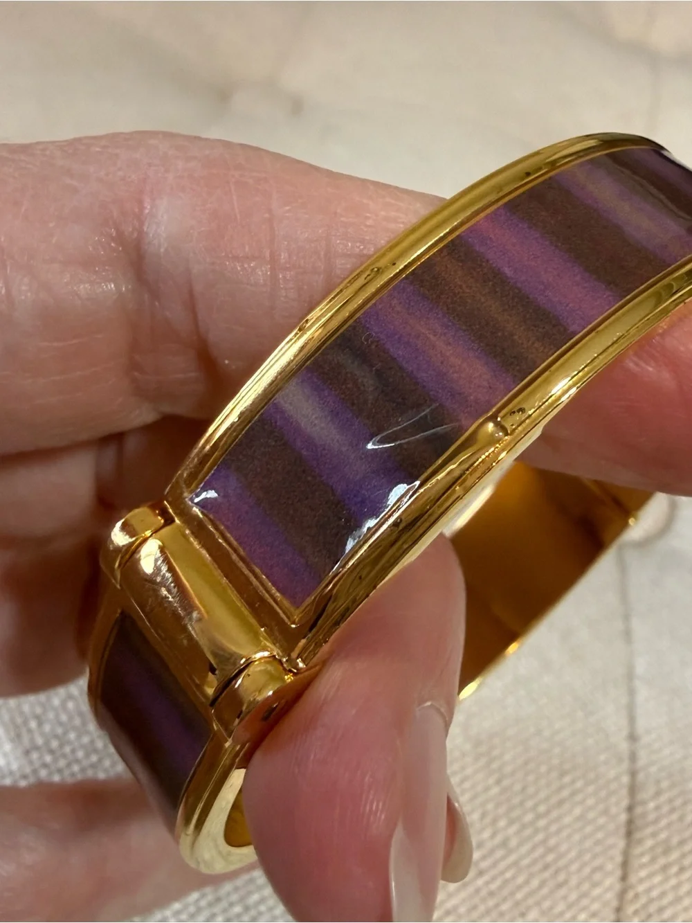 MacKenzie-Childs Gold-Tone Bracelet with Purple Enamel Inlay